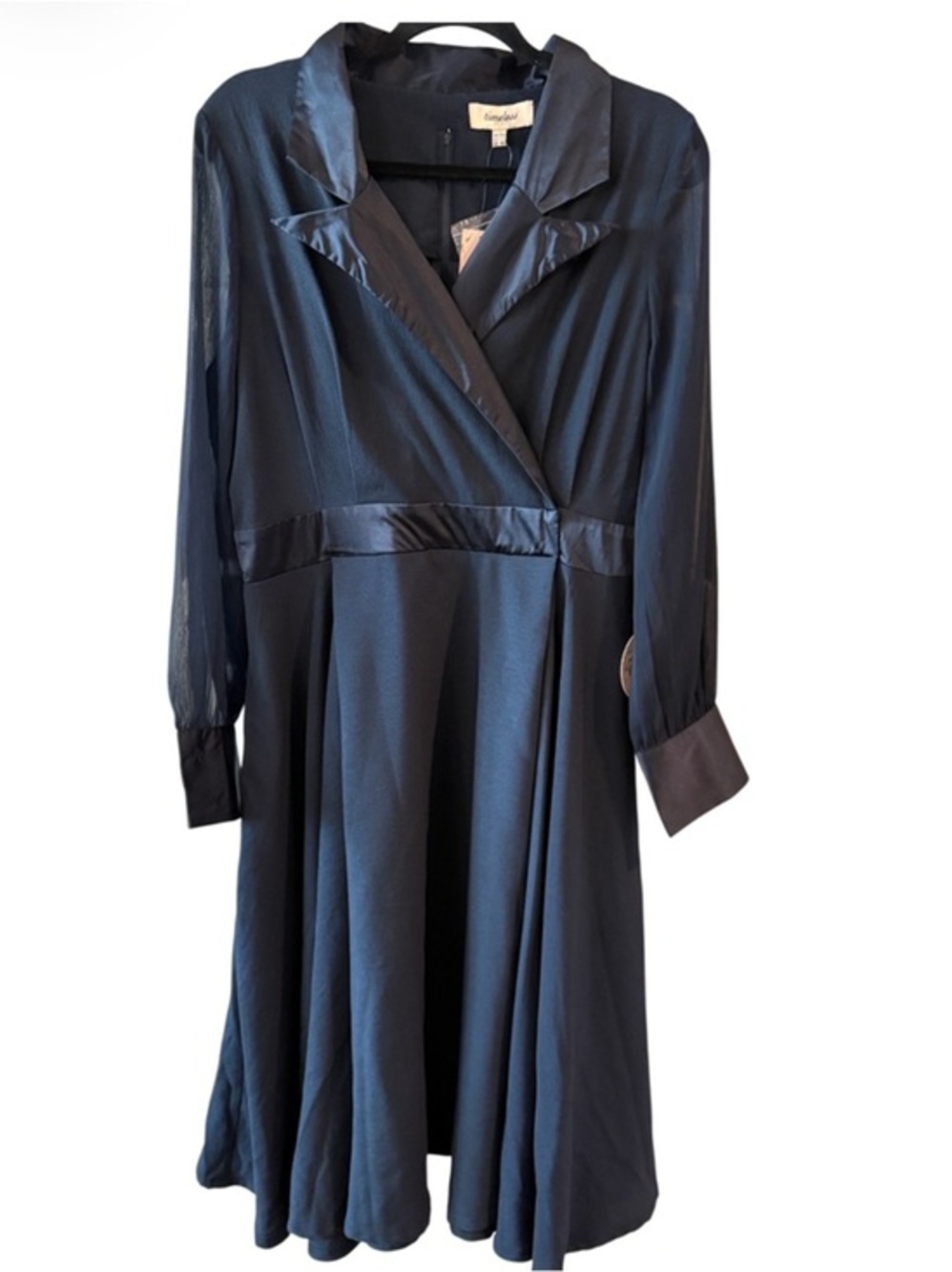 Timeless Navy Wrap Dress NWT Size 10 (L) Elegant Classic Wedding Guest Formal